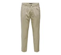 Only & Sons - Onsleo Crop Linen Mix Pant - Homme - Pantalons - Beige - Taille: W33 L32