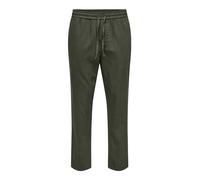 ONLY & SONS Onslinus Crop 0007 Cot Lin PNT Noos Pantalon en Tissu, Vert Olive, S Homme
