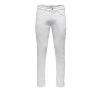 Only & Sons Onsloom Jean Coupe Slim pour Homme Taille Moyenne, Blanc/Denim, 27W / 32L