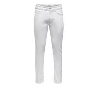 ONLY & SONS Onsloom Jean Coupe Slim pour Homme Taille Moyenne, Blanc/Denim, 28W / 30L