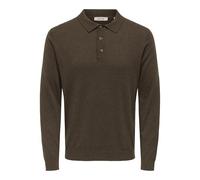 ONLY & SONS Onsloui Reg 12 Ls Mel Polo Knit, Chocolat, S