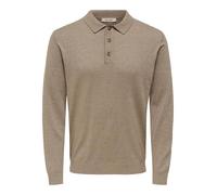ONLY & SONS Onsloui Reg 12 Ls Mel Polo Knit, Desert Taupe, M