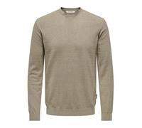 ONLY & SONS Onsloui Reg 12 Mel Crew Knit Pull en Tricot, Taupe désert/détail : chiné, M Homme