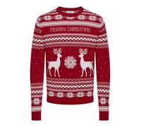 ONLY & SONS Onsxmas Reg 5 Jaq Crew Knit Pull en Tricot, Rouge Pompéi, L Homme