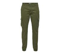 ONLY&SONS Pantalon Cargo Homme Coupe Fuselée Ourlets Élastiques Poches à Rabat, Couleurs:Olive, Taille de Pantalon:29W / 30L, Longueur de Jambe:L30