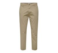 Pantalon Homme ONLY&SONS Chino Simple Fermeture Éclair Poches Arrière Passants de Ceinture, Couleurs:Beige, Taille de Pantalon:28W / 32L, Longueur de Jambe:L32