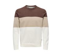 Only & Sons Pull-over 'ONSREX' brun foncé / blanc cassé / blanc naturel, Taille S