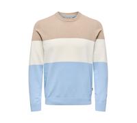 Only & Sons Pull-over 'ONSRex' crème / bleu clair / moka, Taille XXL