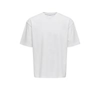 Only & Sons T-Shirt Homme Col Rond Coupe Oversize Jersey Haut Design Épaule Tombante, Couleurs:Blanc-3, Size:L