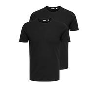 Only & Sons T-shirt ONSBASIC SLIM O-NECK NOOS – lot de 2 – col rond, 95% coton/5% élasthanne – Noir L