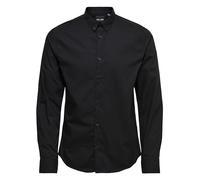 ONLY & SONS Onspoplin BTN Down Shirt Ls Exp Re Chemise, Noir, L Homme