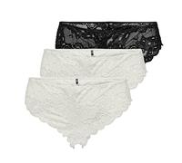 ONLY Soutien-gorge Onlchloe pour femme, Lot de 3 boxers Brazil (2 x blanc, 1 x noir), S
