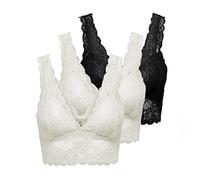 ONLY Soutien-gorge Onlchloe pour femme, Lot de 3 soutiens-gorge (2 x blanc, 1 x noir), S