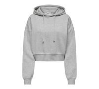 ONLY Onlsweat Life L/S Hoodie Cropped SWT Sweat à Capuche Court, Gris Clair chiné, M Femme