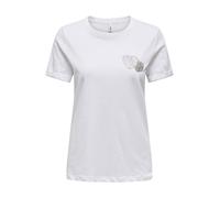 ONLY Onlkita Life Lux Icon S/S Print Top JRS, Blanc éclatant., M