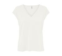 ONLY Femme T-Shirt col V Manches Courtes Basique, Couleurs:Blanc, Taille:XS