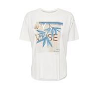 ONLY Onlfree Life S/S Print Top Box JRS T-Shirt, Cloud Dancer-Impression : Worthy, S Femme