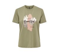 ONLY T-shirt 'ONLFREE' kaki / poudre / noir / argent, Taille L