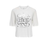 ONLY T-shirt 'ONLFREE MAYA' noir / argent / blanc cassé, Taille XL