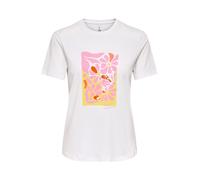 ONLY T-shirt 'ONLKITA' jaune / orange foncé / rose clair / blanc, Taille S