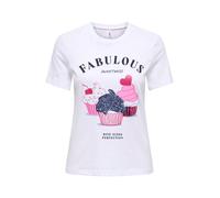 ONLY T-shirt 'ONLKita' opal / rose / noir / blanc, Taille S