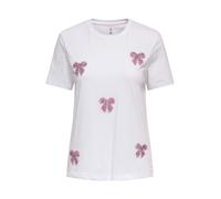 ONLY T-shirt 'ONLKITA' rose / rosé / argent / blanc, Taille S