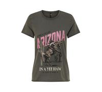 ONLY T-shirt 'ONLLUCY' gris foncé / olive / rose clair, Taille L