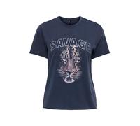ONLY T-shirt 'ONLLUCY' sable / bleu foncé / blanc, Taille M