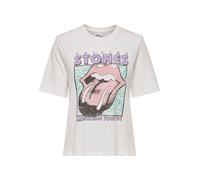 ONLY T-shirt 'ONLROLLING STONES' lavande / rose ancienne / noir / blanc, Taille XS
