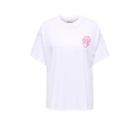 ONLY T-shirt 'ONLROLLING STONES' rose / blanc, Taille M