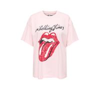 ONLY T-shirt 'ONLROLLING STONES' violet pastel / rouge feu / noir / blanc, Taille XS