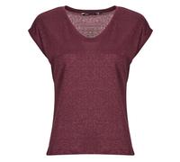 Only T-shirt ONLSILVERY S/S V NECK LUREX TOP JRS in Bordeaux EU XS