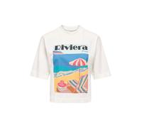 ONLY T-shirt 'ONLVEGA' azur / orange / noir / blanc naturel, Taille L