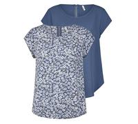 ONLY T-shirt pour femme Regular Fit ONLVIC Pack de 2 Col rond Manches courtes Blouse Top d'été Basic Motif Uni Blanc Noir Vert Rose Bleu 34 36 38 40 42 44, 38