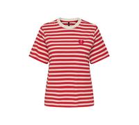 ONLY Onllivina S/S O-Neck Stripe JRS Top Box, Rouge High Risk, M Femmes
