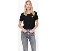ONLY T-shirt uni avec marque coeur Basic manches courtes col rond Haut ONLKITA Taille : XS