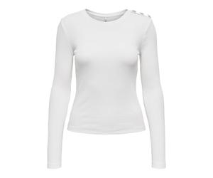 ONLY Tee Shirt Manches Longues checkie Cloud Dancer Rhinestones Round S