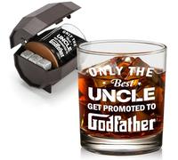Only The Best Uncles Get Promoted to Godfather, Parrain Proposition Gift Decor Whisky Barrel & Glass Set for Bourbon Lovers on Christmas Annonce Grossesse Cadeau pour Frères Oncles
