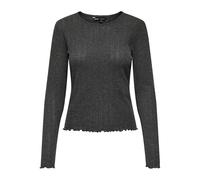 ONLY Top Basique à Manches Longues en Couleurs Unies pour Femmes ONLCARLOTTA, Couleurs:Gris-foncé, Taille:M