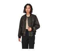 Only - Veste en Cuir Vintage avec Fermeture Éclair sur la Manche - Femme - Vestes - Noir - Taille: 40 FR