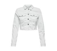 ONLY Veste en Jean pour Femmes à Manches Longues en Jean Raccourci Veste en Jean Stretch Vintage ONLWONDER, Couleurs:Blanc, Taille:XL