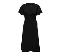 ONLY Wrap Dress Onlcali Life S/S Midi WVN Robe mi-Longue, Noir, L Femmes