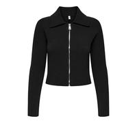 ONLY Zip Onlelly Life Ls Polo Cardigan zippé CC KNT, Noir, S Femme