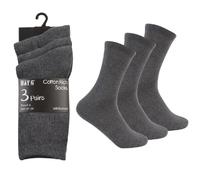 OnlyBee Lot de 3 paires de chaussettes unies pour la rentrée scolaire pour garçons et filles - Coton majoritaire - 3 couleurs - 4 tailles - 2 à 14 ans, gris, 3-6 ans