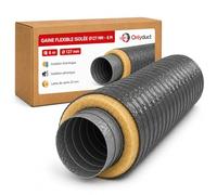 Onlyduct Gaine VMC Isolée 125mm 6m - Laine de Verre 25mm - PVC Sans Phtalate - Conduit Flexible Simple et Double Flux - Tuyau Ventilation Qualité Européenne