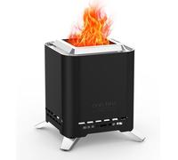 Onlyfire 2 en 1 Carré Brasero de Table avec Support de Pot et Sac de Transport, Mini Brasero Extérieur pour Pellets et Bois, Portable Foyer sans Fumée pour Jardin, Terrasse, Camping, Noir