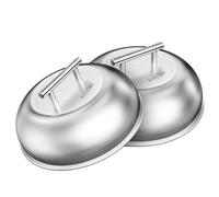 onlyfire 2PCS Cloche de Cuisson, Cloche à Hamburger Ronde en 304 Acier Inoxydable, Ø23cm Cloche Cuisson Burger avec Poignée pour Cheeseburgers, Barbecue, Steak, Bacon