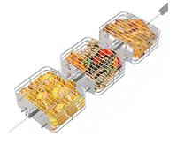 Onlyfire 3 Pièces Panier en Inox pour Tourne Broche - Panier de Cuisson pour Rôtisserie - Panier de Tournebroche 19 x 18.7 × 8 cm pour Légumes et Poulet - Accessoire pour Broche de Tournebroche