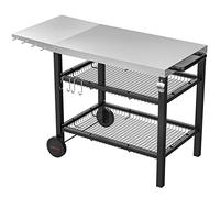 Onlyfire Amélioré Chariot de barbecue, Desserte Cuisine Inoxydable pour Plancha, avec Table d'appoint, Panier de rangement à deux couches et Porte-ustensiles,
