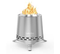 Onlyfire Brasero de Table Aciers Inoxydables, Portable Foyer sans Fumée avec Support de Pot et Sac de Transport, pour Pellets et Bois, 16,5CM Brasero Extérieur pour Le Jardin, Conique, Argent